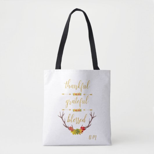 Fall Imitate Gold Dankbarkeit gesegnete Script Tasche (Vorderseite)