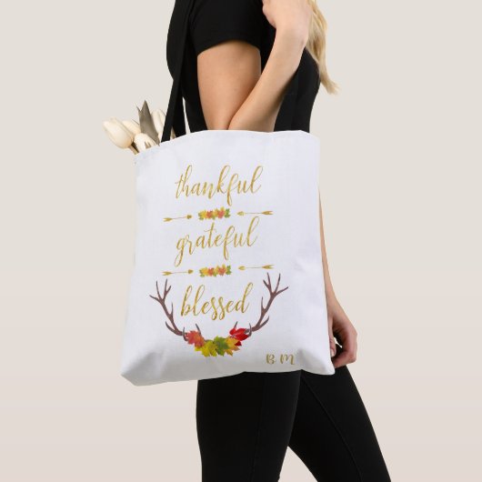 Fall Imitate Gold Dankbarkeit gesegnete Script Tasche (Von Nahem)