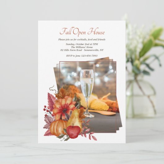 Fall Impression Foto Open House Einladung (Stehend Vorderseite)
