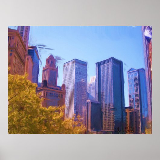 Fall in Chicago City unterzeichnet Poster (Vorne)
