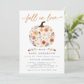 Fall in der Liebe Floral Pumpkin Baby Dusche Einladung (Stehend Vorderseite)