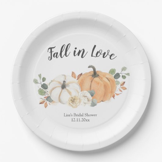 Fall in der Liebe Floral Pumpkin Papierplatte Pappteller (Vorderseite)