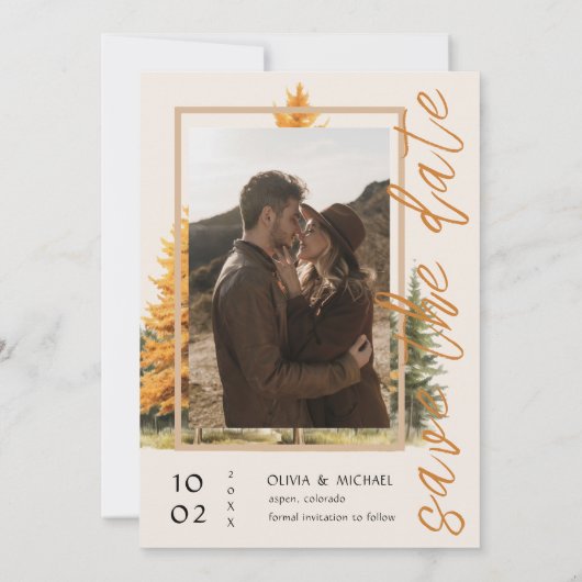 Fall in der Liebe Hochzeit speichern Sie die Datum Save The Date (Rückseite)