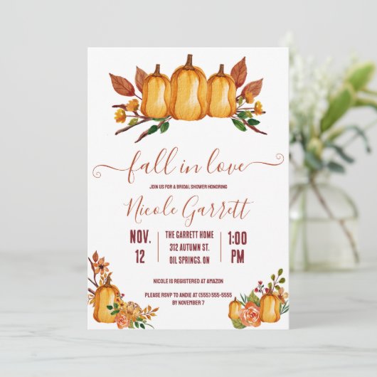 Fall in der Liebe, Orange Pumpkin, Blumenkohl, Bra Einladung (Stehend Vorderseite)