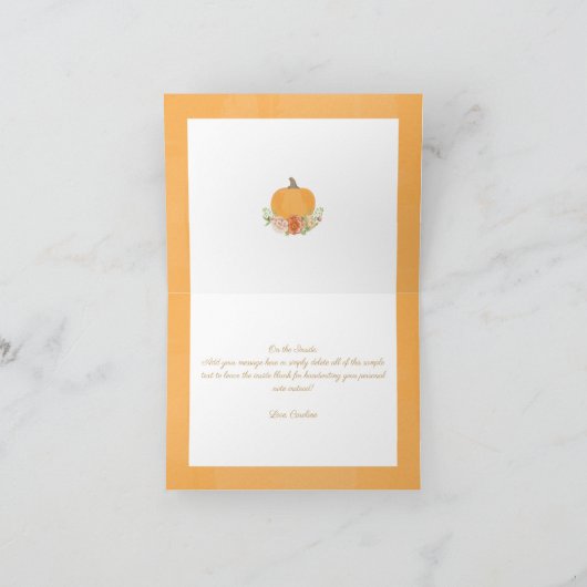 Fall in der Liebe Pumpkin Brautparty Vielen Dank H Dankeskarte (Innenseite)