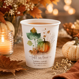 Fall in der Liebe Rustikaler Eleganter Kürbis Pappbecher