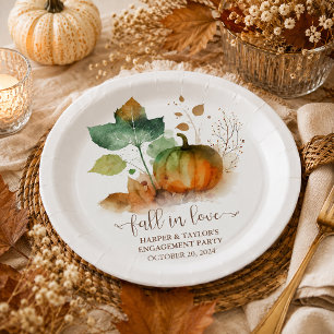 Fall in der Liebe Rustikaler Eleganter Kürbis Pappteller