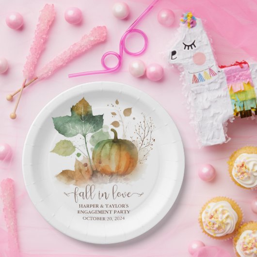 Fall in der Liebe Rustikaler Eleganter Kürbis Pappteller (Party)