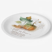 Fall in der Liebe Rustikaler Eleganter Kürbis Pappteller (Schrägansicht)