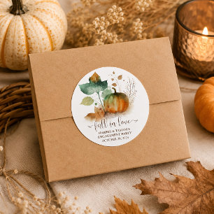 Fall in der Liebe Rustikaler Eleganter Kürbis Runder Aufkleber