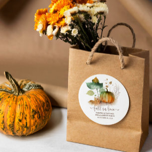 Fall in der Liebe Rustikaler Eleganter Kürbis Runder Aufkleber