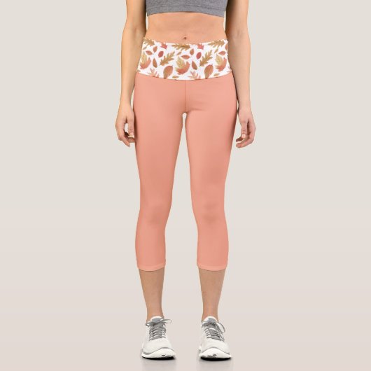 Fall in die Natur Herbst Blätter Erde süße Pastel Capri Leggings (Vorderseite)