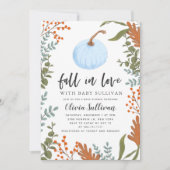 Fall in Liebe Blue Pumpkin Baby Dusche Einladung (Vorderseite)