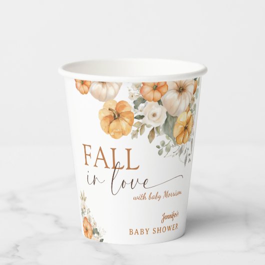Fall in Liebe Boho Pumpkin Baby Duschpapier Pappbecher (Rückseite)