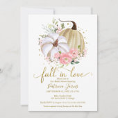 Fall in Liebe Brautparty Pumpkin Floral Einladung (Vorderseite)