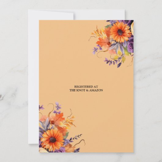 Fall in Liebe Brautparty Pumpkin Purple Blumen Einladung (Rückseite)