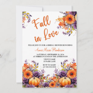 Fall in Liebe Brautparty Pumpkin Purple Blumen Einladung