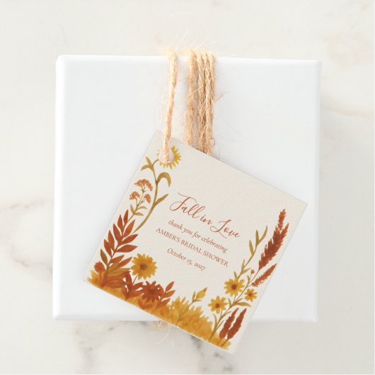 "Fall in Liebe" Brautparty Wasserfarben Geschenkanhänger (Beispiel)