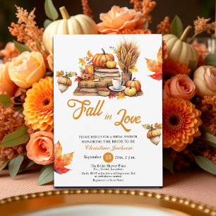 Fall in Liebe-Bücher und Pumpkins-Brautparty Einladung