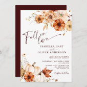 Fall in Liebe Burgund Rust Boho Hochzeit Einladung (Vorne/Hinten)