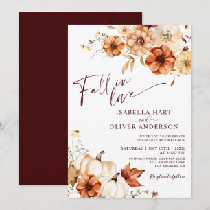 Fall in Liebe Burgund Rust Boho Hochzeit Einladung