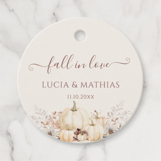 Fall in Liebe Elegant Pumpkins Gastgeschenk Hochze Geschenkanhänger (Vorderseite)