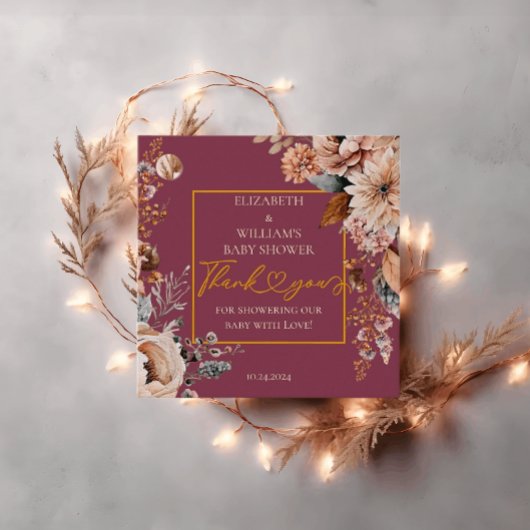 Fall in Liebe Eleganter Fall Floral Burgund Boho Geschenkanhänger