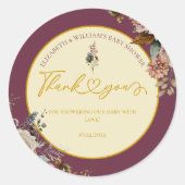 Fall in Liebe Fall Blumengestein Elegant Burgund Runder Aufkleber (Vorderseite)