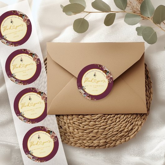 Fall in Liebe Fall Blumengestein Elegant Burgund Runder Aufkleber