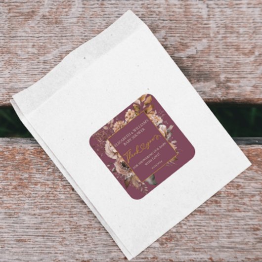 Fall in Liebe Fall Floral Burgundy Elegant Boho Sq Quadratischer Aufkleber