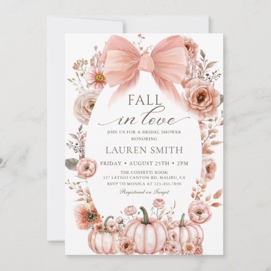 Fall in Liebe Fall Pumpkin Bridal Dusche Einladung (Vorderseite)