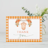 Fall in Liebe Floral Orange Gingham Baby Vielen Da Dankeskarte (Stehend Vorderseite)