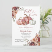 Fall in Liebe Floral Pumpkin Baby Dusche Party Einladung (Stehend Vorderseite)