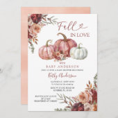 Fall in Liebe Floral Pumpkin Baby Dusche Party Einladung (Vorne/Hinten)