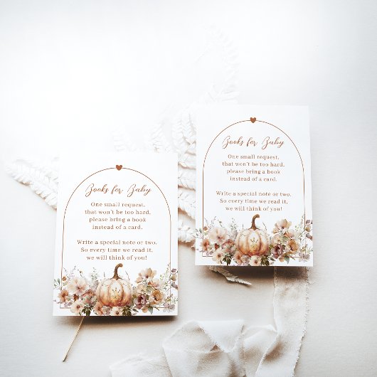 Fall in Liebe Floral Pumpkin Books Baby Dusche Begleitkarte