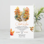 Fall in Liebe Forest im Herbst QR-Code Hochzeit Einladung (Stehend Vorderseite)