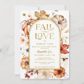 Fall in Liebe Gold Foil Arch Pumpkin Baby Dusche Einladung (Vorderseite)