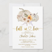 Fall in Liebe Goldblumen Pumpkin-Brautparty Einladung (Vorderseite)