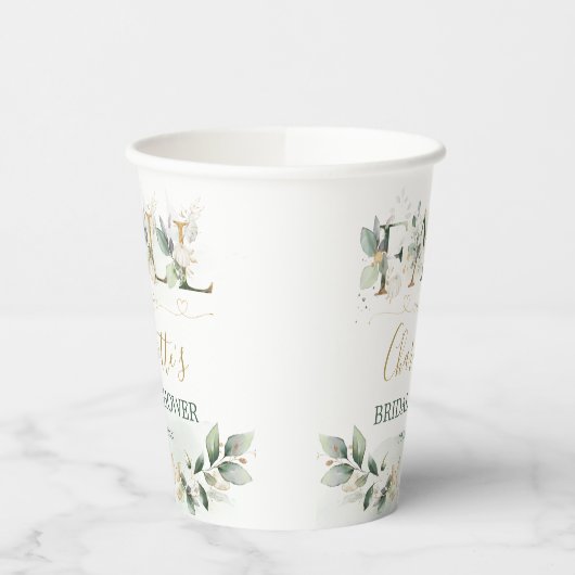 Fall in Liebe Greenery Gold Pumpkin Brautparty Pappbecher (Links)