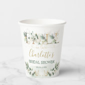 Fall in Liebe Greenery Gold Pumpkin Brautparty Pappbecher (Vorderseite)