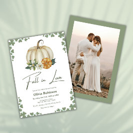 Fall in Liebe Grüne Pumpkin Foto Brautparty Einladung