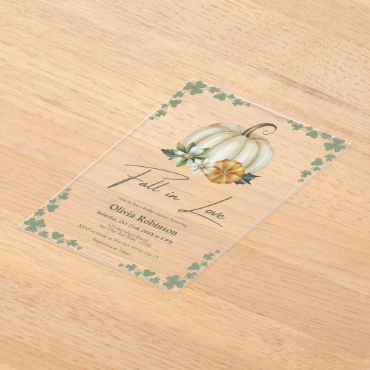 Fall in Liebe Grünpflanzen Pumpkin Brautparty Acryleinladungen (Ablage )