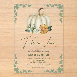 Fall in Liebe Grünpflanzen Pumpkin Brautparty Acryleinladungen