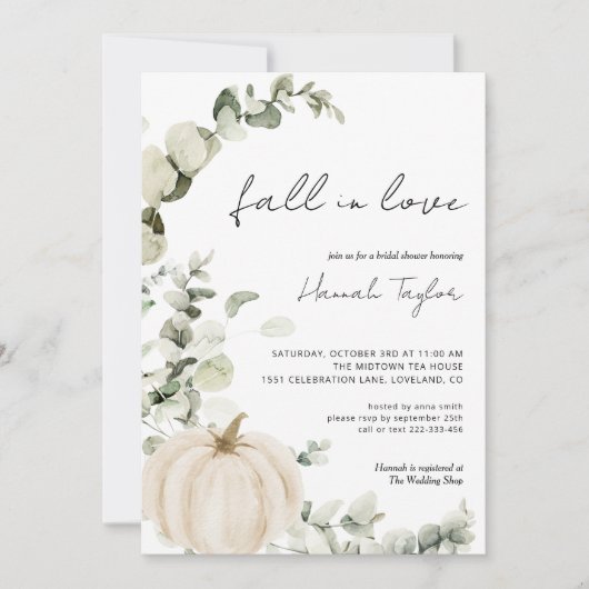 Fall in Liebe Grünpflanzen Pumpkin Fall Brautparty Einladung (Vorderseite)