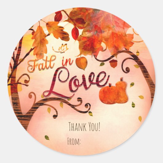 FALL IN LIEBE Herbst Brautparty Jegliche Veranstal Runder Aufkleber (Vorderseite)