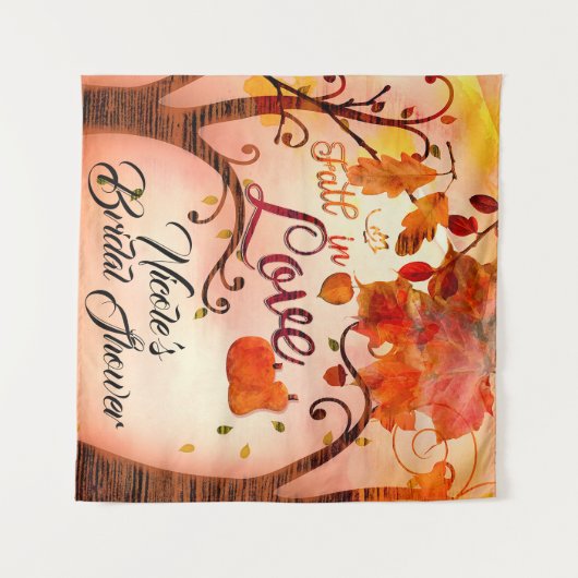 Fall in Liebe-Herbst-Fall-Brautparty-Hintergrund Wandteppich (Vorderseite (Horizontal))