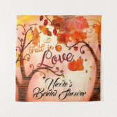 Fall in Liebe-Herbst-Fall-Brautparty-Hintergrund Wandteppich (Vorderseite)