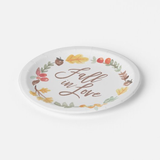 Fall in Liebe-HerbstWatercolor Pappteller (Schrägansicht)