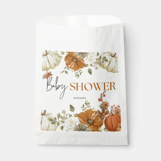 Fall in Liebe Kürbis Blumendusche Einladung Geschenktütchen (Vorderseite)