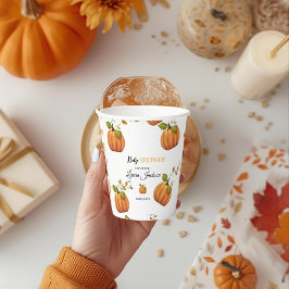 Fall in Liebe Kürbis Blumendusche Einladung Pappbecher